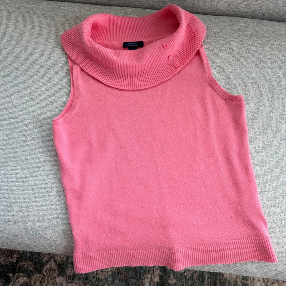 90s Vintage Westbound Sweater Tank Top S Pink Cowl Neck Romantic Coquette Y2K